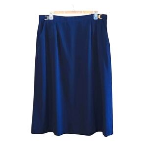 Bedford Fair Lifestyles Vintage 80s 90s Women's 22 Solid Navy Blue Maxi Skirt